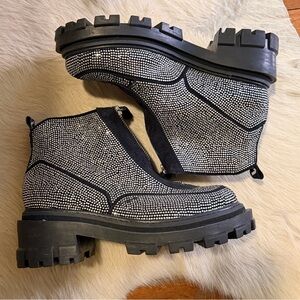 Vicenza for Anthropologie Black Crystal Rhinestone Ankle Boots